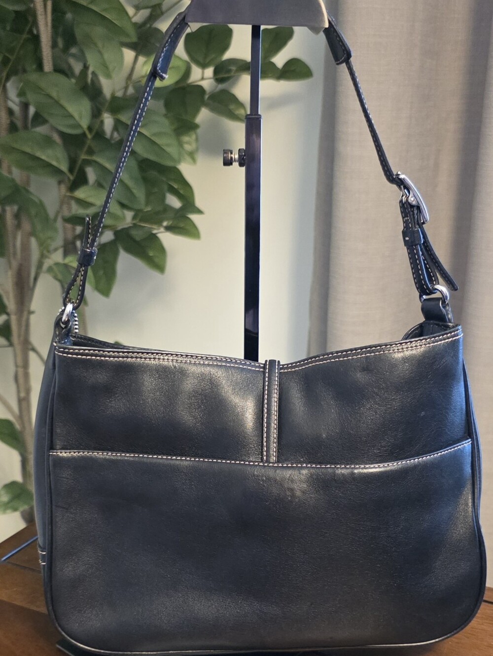 Coach Vintage Hamptons Clip Black Leather Shoulder Bag 7751 circa 2002 - Picture 4 of 9